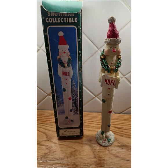 Vintage Tall Resin Pole Snowman Noel Christmas Decoration Figurine - Picture 2 of 5